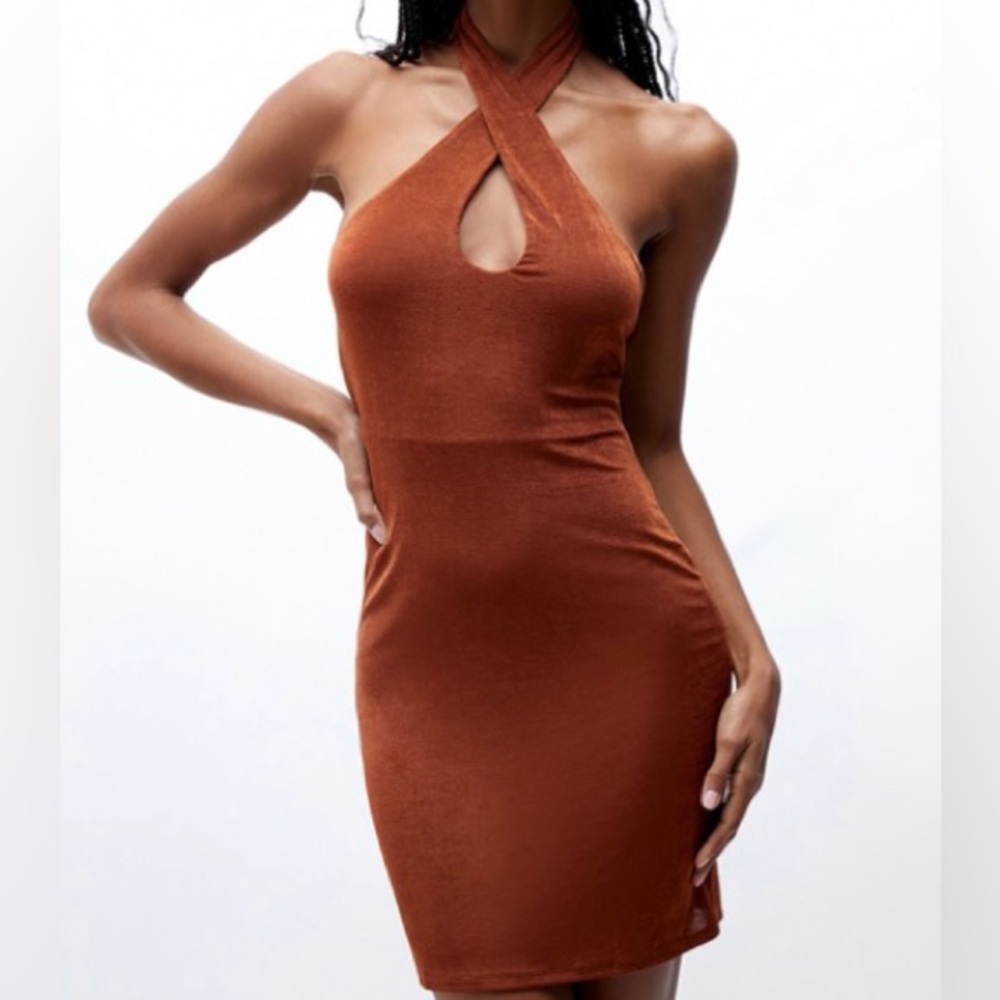 LA Hearts Slinky Cross Halter Dress